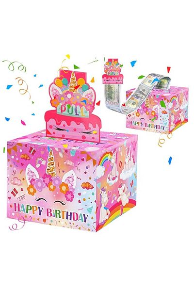 Generic Azonee Happy Birthday Money Box for Cash Gift Pull, Cute Unicorn Birthday Gift Box for Boy Girl, Su