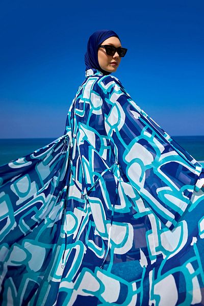 Riva Mera Colorful Hijab Kimono – Lightweight, Flowing and Full Length Beach Pareo Rp2513