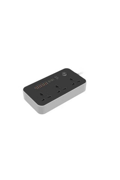 TERRION Rapid Connect Surge Shield - 2500W, 6 USB Fast Charging 4.1A, Dual-Color Power Hub (Black)