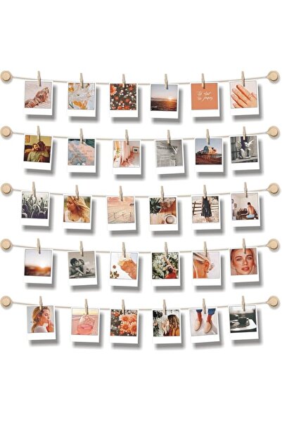 Generic BIZYAC شاشة عرض الصور الفورية - خيط معلق على الحائط مع مشابك - لاصق ذ...