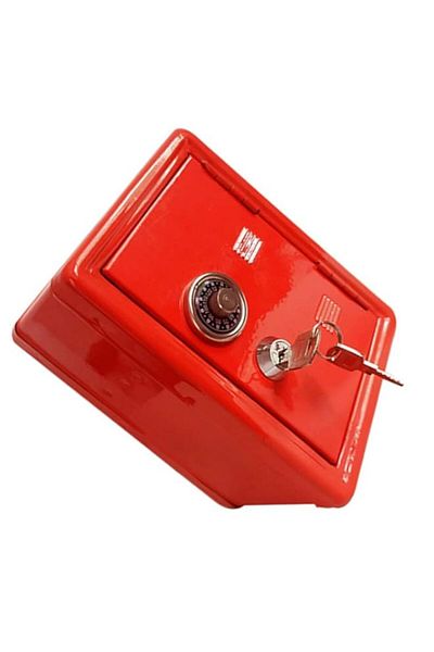 Generic YNTT Mini Iron Piggy Bank Coin Safe Box Locker with Mechanical Key Lock for Home and Office - All-S