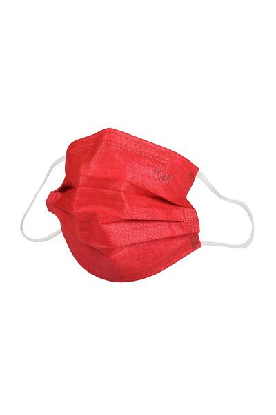 THK Set of 50 pieces Medical facial masks, THK, individually wrapped, 3 ply, 3 layers, red color