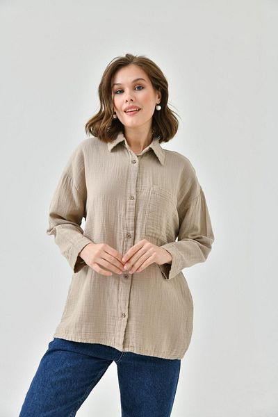 enmodaiçgiyim Women's 100% Cotton Muslin Shirt