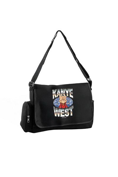 DEEFWEAR Kanye West Silver Printed School, Course, Dershane Black Messenger Bag