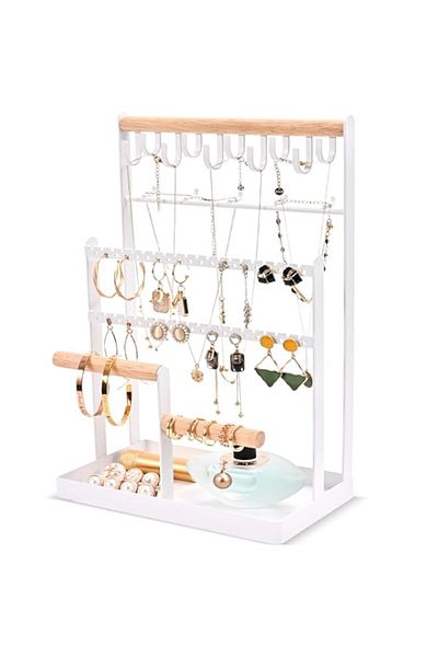 Generic Lolalet Jewelry Stand, 6 Tier Jewelry Rack Necklace Holder Organizer with 15 Hooks and Bottom Tray,