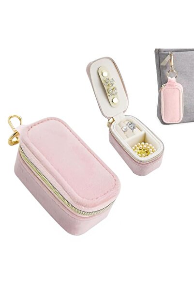 Generic صندوق مجوهرات صغير مخملي من هانيا®، صندوق مجوهرات محمول للسفر، حافظة ...