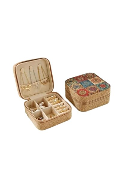 Generic صندوق مجوهرات سفر من الأرقم ناين بالاس - منظم من الفلين بتصميم كلاسيك...