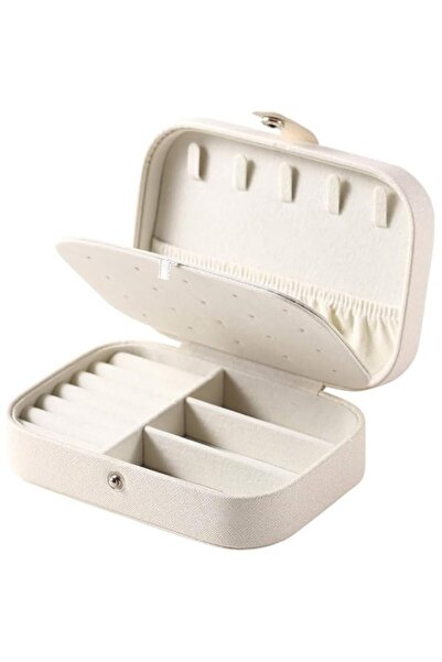 Generic صندوق مجوهرات صغير للنساء منظم مجوهرات للسفر بطبقتين للقلادة والأقراط...