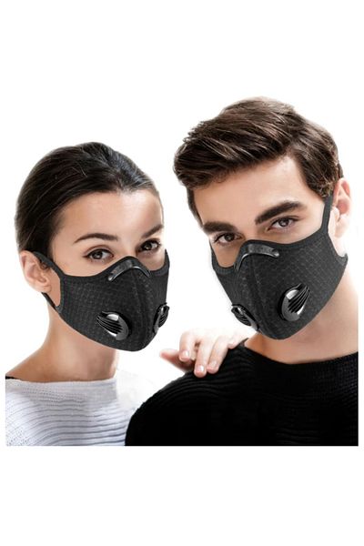 THK Mască cu valvă FFP2 Sport, neagră, cu filtru de carbon