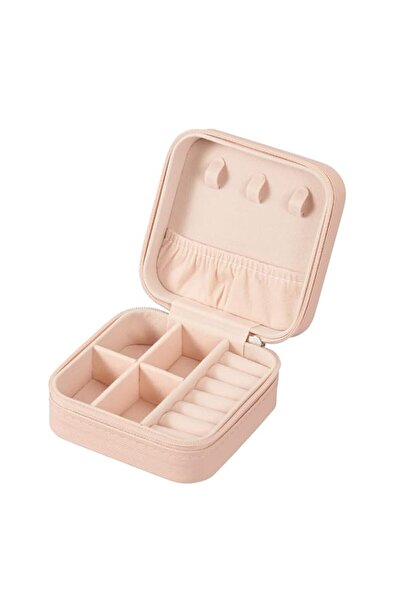 Generic صندوق مجوهرات صغير من جلد البولي يوريثان من خزنة، حافظة مجوهرات محمول...