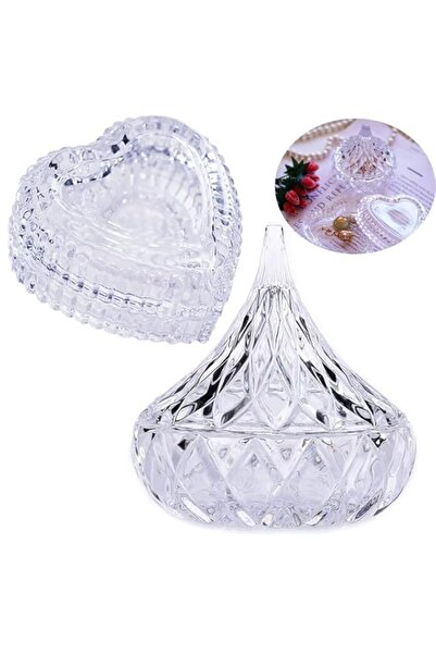 Generic Brand REVHQ 2 Pack Clear Crystal Heart Shape Jewelry Tray for Girls, ...