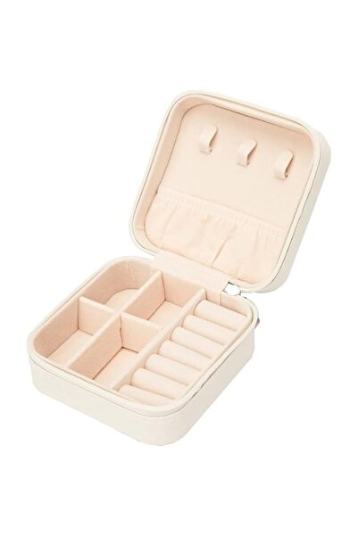 Generic صندوق مجوهرات صغير من الجلد من توز، حافظة مجوهرات محمولة للسفر للخاتم...