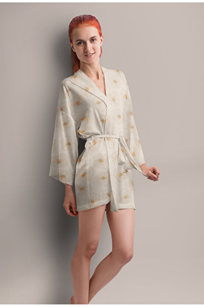 ARS DT Kadın Modern Çiçekli Kimono Sabahlık – Günlük Ev Şıklığı