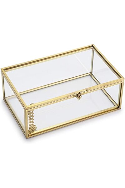 Generic Brand Home Details Vintage Glass Keepsake Box, Rectangle Jewelry Disp...