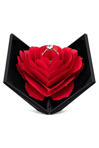 Generic صندوق خاتم وردة من قائمة الأمنيات للرجال والنساء، هدية خطوبة، حفل زفا...