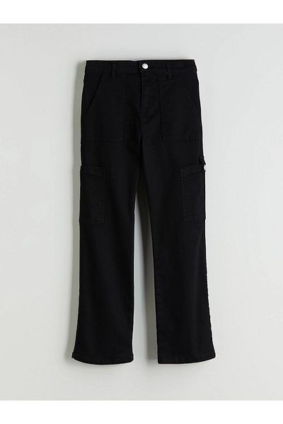 LC Waikiki Lcw Kids Black Slim Fit Girl's Cargo Jean Pants