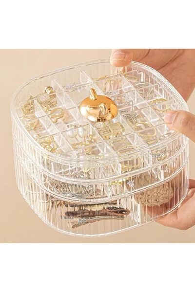 Generic منظم أقراط قابل للتكديس من AUFUYAOLIN، صندوق مجوهرات أكريليك بثلاث طب...