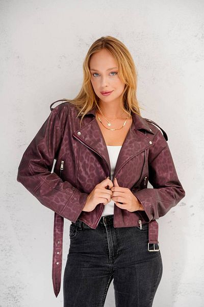 İLKCET MODA Leopard Patterned Short Belted Women's Jacket