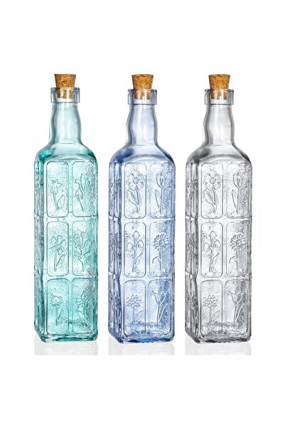 Generic NALACAL Vintage Vase with Corks, 3 Pack, Embossed Colorful Glass Bott...