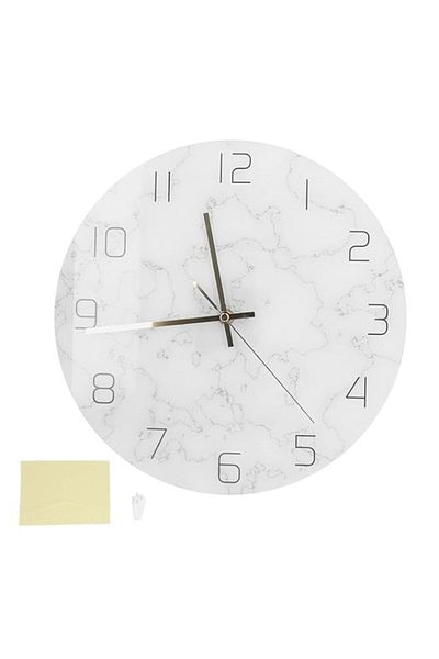 Generic Cryfokt Marble Wall Clock, Silent Marble Wall Clock Simple for Cafes for Home Furnishings for Wall