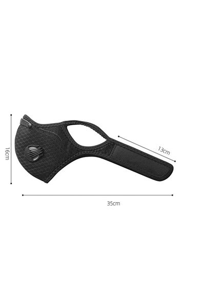 THK Mască sport pentru adulți cu 2 valve, cu filtru de carbon, neagră