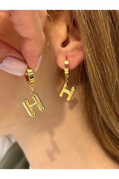 Accessories Hey Golden Yellow Colored H Letter Dangle Daily Use Women's Earrings