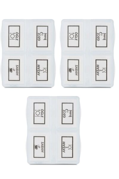 Evvano 3 Pieces - 4 Compartments Daily Medicine Storage Box