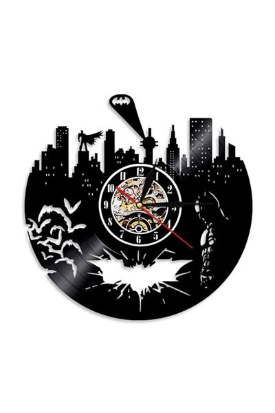 Generic Rubik Wall Clock 12 inch, Batman City Vinyl Round Decorative Large Clock for Home Office Kitchen Li