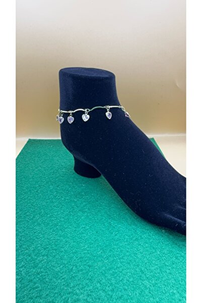 charmove ile kendinizi şımartın Women's silver color heart zircon stone anklet