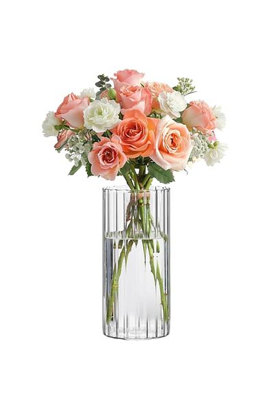 Generic ComSaf Vase 8 Inch, Clear Small Flower Glass Vase for Table Decoration, Decorative Round Candle Hol
