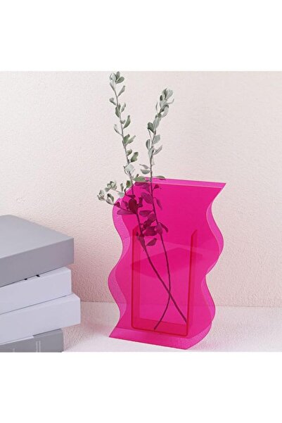 Generic Acrylic Flower Vase for Aesthetic Room Decor, Irregular Curvy Wave Pl...
