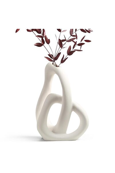 Generic AL LIFE Modern White Ceramic Flower Vases for Home Decor Aesthetic, B...