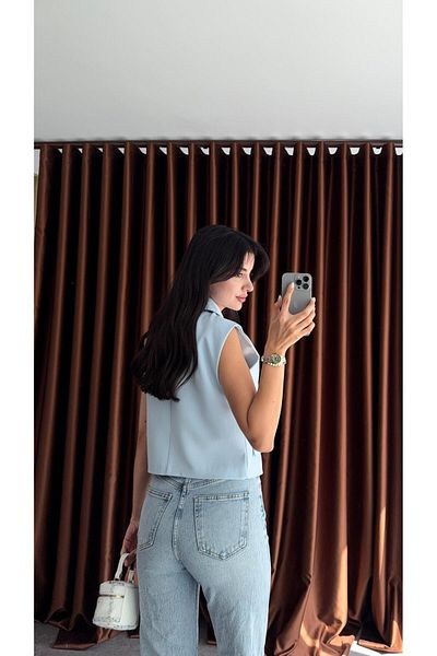 HAZELANNA Blue Stitched Vest