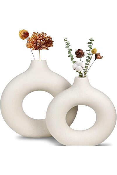 Generic MACIUM White Ceramic Vases Set of 2, Modern Vase for Minimalist Decor...