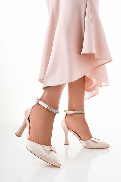 LARİNA SHOES Elegant Women's Evening Dress with Ankle Stones and Bow Detail Women's Shoes
