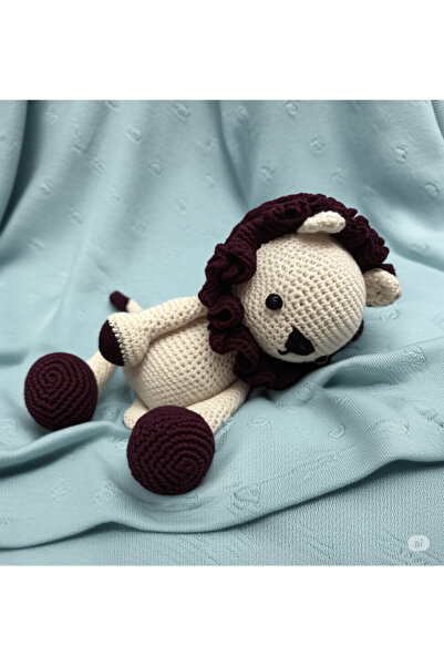 CraftyCorner El Yapımı Amigurumi Aslan Oyuncak - Sağlıklı Organik Pamuk - Bebek Odası Dekoratif Uyku Arkadaşı