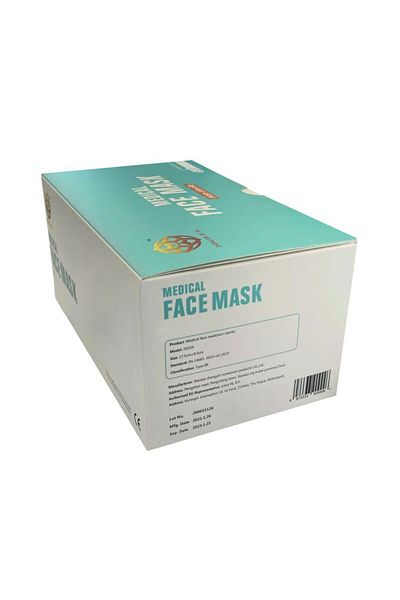 THK Set of 10 pieces Medical facial masks, THK, individually wrapped, 3 ply, 3 layers, green color