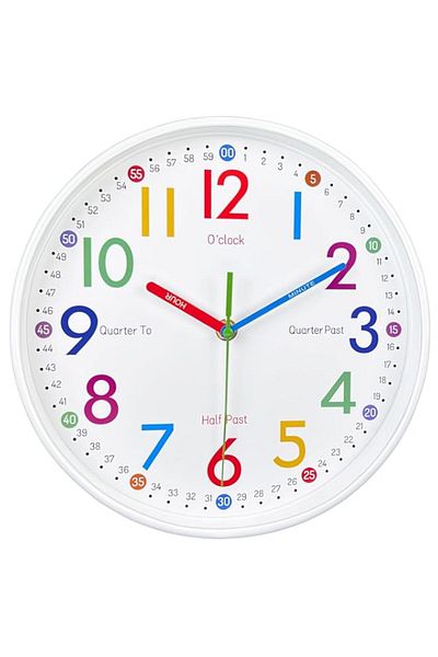 Generic Learning Clock for Kids-Silent, Analog Clock for Bedrooms-Kids Room Decor-10 Inch Colourful Wall Cl