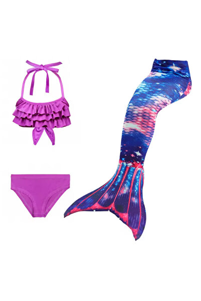 THK Set de costum de baie Ariel Sirenă, 3 piese, Ivory/Mov, Include top, slip...