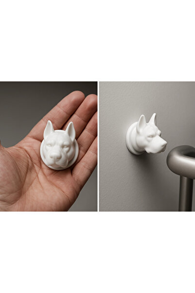 N NOXXO Köpek Başlı Esnek Kapı Kolu Tamponu | Yapışkanlı Darbe Emici Duvar Koruyucu