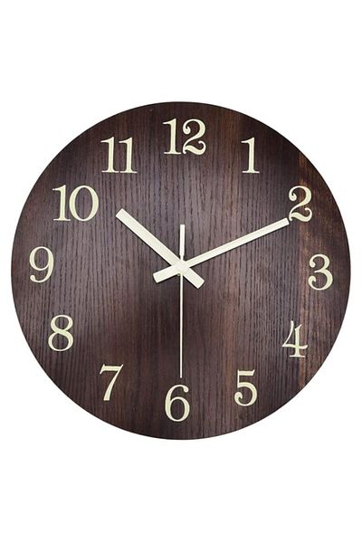 Generic Analog Wood Wall Clock, Retro Style Luminous Hands Quiet Quartz Movement for Bedroom Kitchen Office