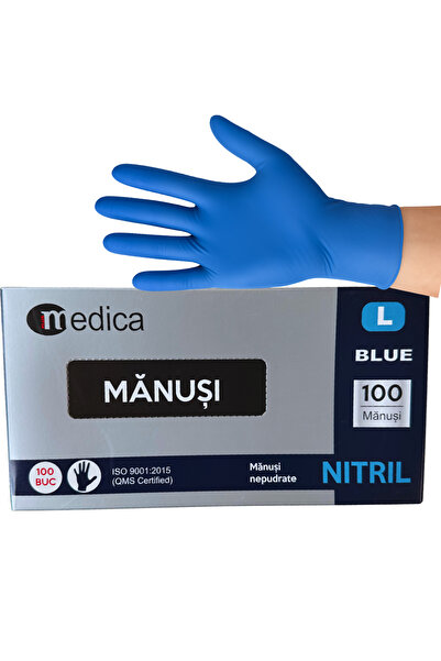 MEDICA Cutie cu 100 de mănuși de nitril de unică folosință - albastre, mărimea L