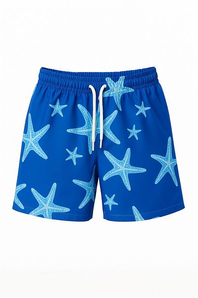 Lolliboomkids Boy's Pattern Printed Waist Lace Shorts Swimwear Mesh Full / Regular Fit Parachute Fabric
