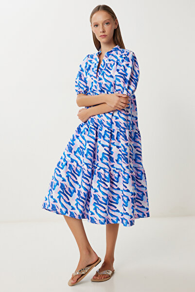 Lovelyİstanbul Καλοκαιρινό υφαντό φόρεμα με μοτίβο LFG0077 ΜΠΛΕ ΡΟΖ