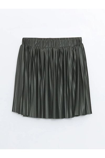 LC Waikiki Lcw Eco Khaki Elastic Waist Pleated Girls Skirt
