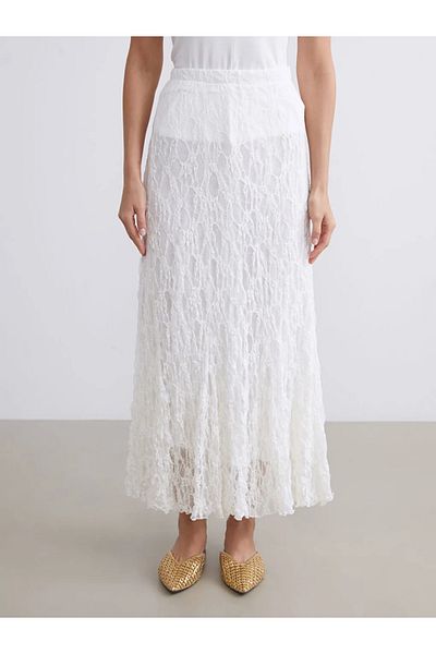 LC Waikiki Lcw Vision Ecru Elastic Waist Lace Skirt