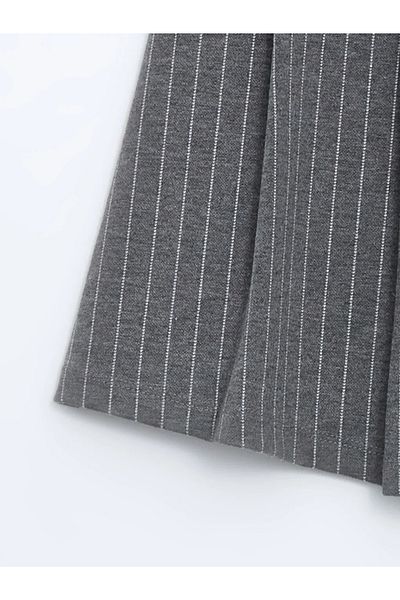 LC Waikiki Lcw Kids Gray Elastic Waist Striped Girls Skirt