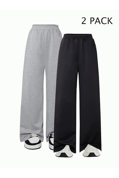 ELF MODA Two Pieces Black Gray Baggy Track Shorts-Asl