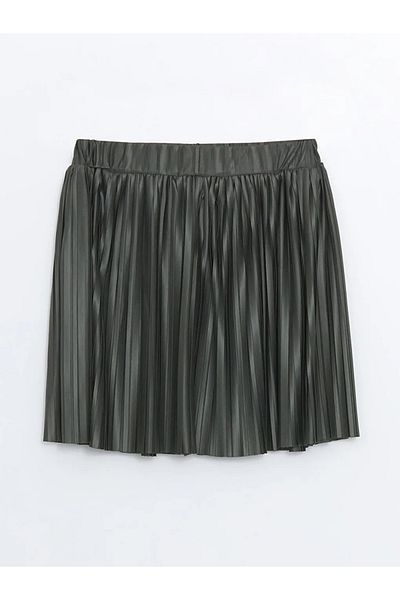 LC Waikiki Lcw Eco Khaki Elastic Waist Pleated Girls Skirt