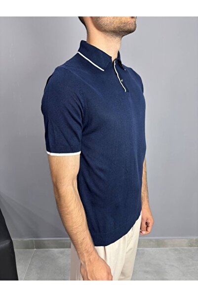 Polo Yaka Lacivert Triko T-Shirt